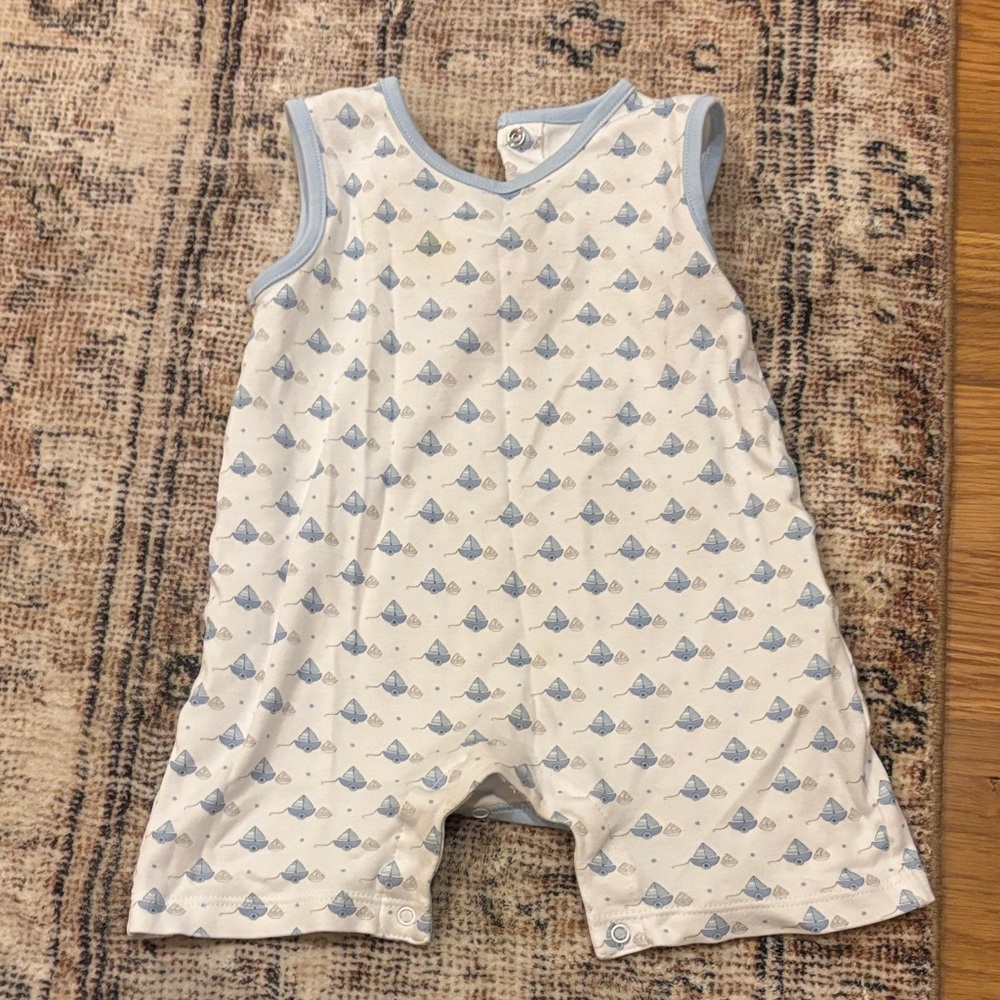 Blue and White Sailboat Romper
